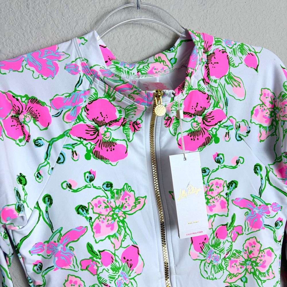 Lilly Pulitzer Randee Rashguard One Piece Swimsuit Orchids on the Avenue UPF 12